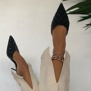 NWT 🖤 Zara Leather Quilted Mule Heel 40 9
